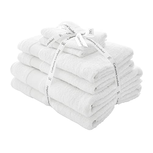 Catherine Lansfield Bathroom Anti-Bacterial Cotton 6 Piece Towel Bale White