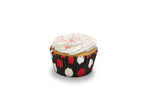 Fox Run Polka Dot Disposable Bake Cups, 3 X 3 X 1.25 Inches, Black With Red #TOP2