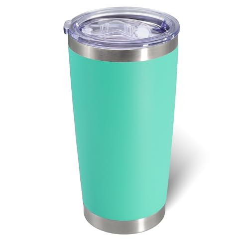 AIANJI 20oz Light Blue Insulated Tumbler with Lid & Straw