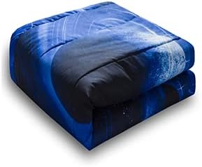 NTBED 3D Galaxy Comforter Sets Outer Space Reversible Quilted Bed Sets Lightweight Ultra Soft Microfiber Bedding for Boys Teen (Blue, Queen)