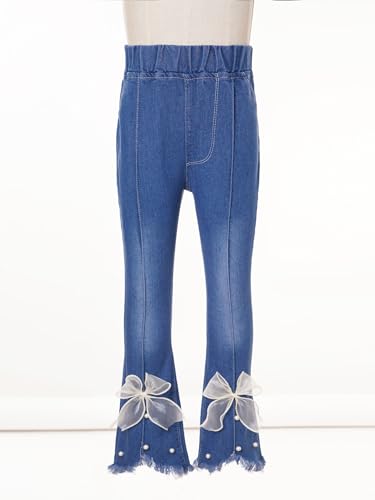 Girls Fashion Casual Flare Denim Pants Elastic Waist Wide Leg Bell Bottom Jeans Clothes Trousers3