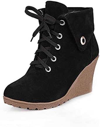 Ankle Boots - Fanyuan High Heel Ankle Boots Italian Fashion Shoes Women Black Ankle Boots Warm Plúsh Lace Up botas Winter Footwear (black 7.5)
