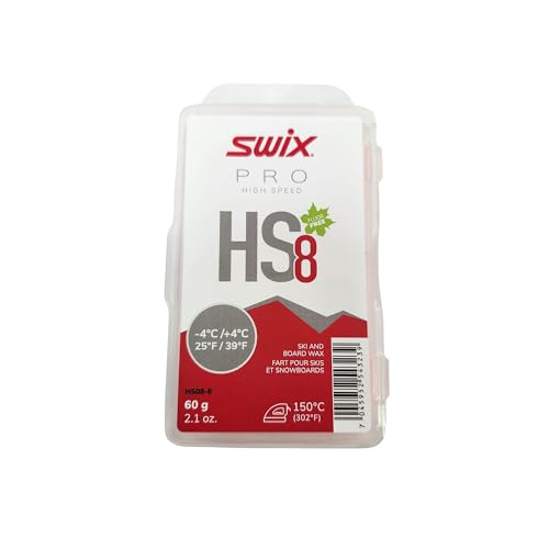 Swix HS8 Red High Speed Ski and Snowboard Iron-On Wax for Warmer Temperatures, 60g