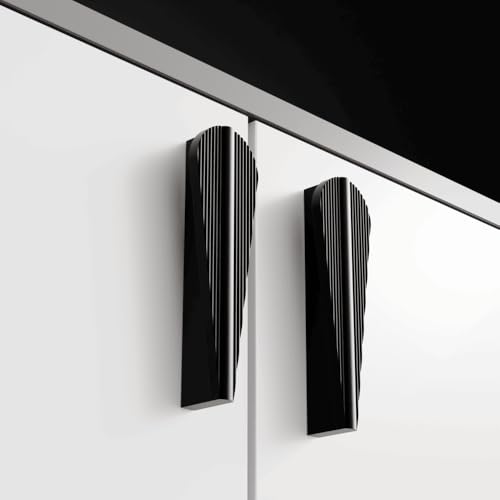 Image of LAPO 4 Inch Cabinet Pull Handles for Wardrobe, Drawer and Kitchen Cupboard Use, Smooth Grip Pattern, Corrosion Resistant, Hole to Hole Size 8.5 cm, Easy Screw Setup (Black, Pack of 4)