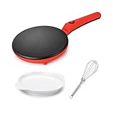 Azarton Elektrischer Crêpes-Maker mit Griff, 8 Zoll Sofort Backautomat mit Temperatur-Automatik, Quick Heat Antihaftgerät für Crêpes, Pfannkuchen, Tortillas, Pancakes & Tacos