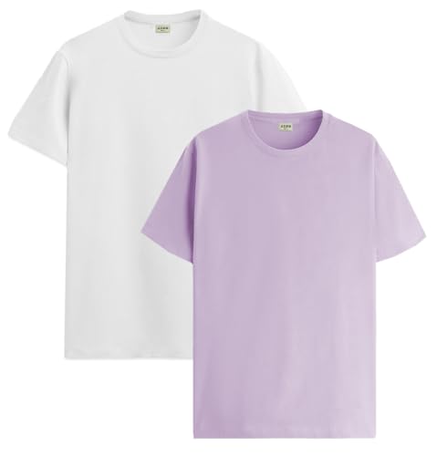 Image of ADRO Men's Cotton Regular Fit Combo Plain Solid T-Shirt Pack of 2