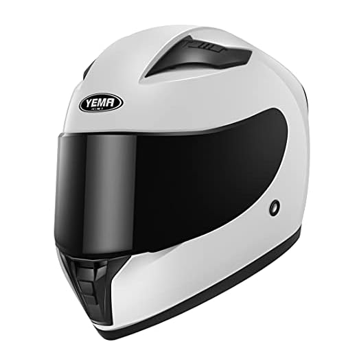 YEMA Motorcycle Street Bike Full Face DOT Helmet YM-832 with Removable Neck Scarf for Men and Women(White，Small)