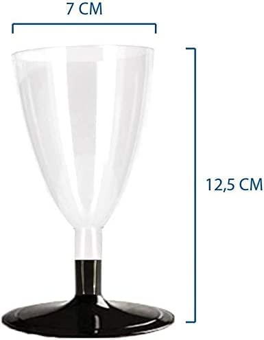 DUE ESSE S.N.C. DI SABATINI ALDO & C. 100 copas de champán base negra + 100 copas de vino o agua, base negra para componer, ideales para fiestas, fiestas, eventos, aperitivos