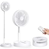 Oscillant Ventilateur sur Pied Silencieux avec Télécommande, 8.6'' Portable Pliable Sol/Table Ventilateurs 4 Vitesses/Timer, 8000mAh USB Rechargeable Piédestal Fan pour Chambre Bureau Camping Voyage