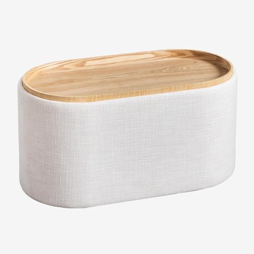 SKLUM Table Basse Ovale en Lin avec Plateau et Rangement Berkeleni