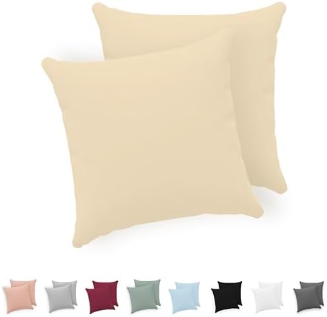 Twinzen - Kissenbezug 40x40cm - 2er Set - 100% Baumwolle - Beige | Oeko-Tex zertifiziert · mit Reißverschluss · Kopfkissenbezug & Kissenhülle · Jersey · 150 g/m² · Weich · Waschbar