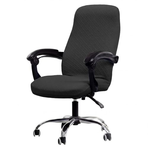 WOMACO Office Chair Covers Stretch Jacquard Material Computer Chair Slipover, Elegant Desk Chair Protector High Back Boss Chair Slipcovers (Jacquard Black, Large)