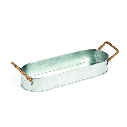 Galvanized Metal Tray with Handles