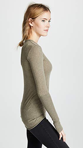Image of Enza Costa Women's Cashmere Blend Cuffed Crew Top with Thumbholes
