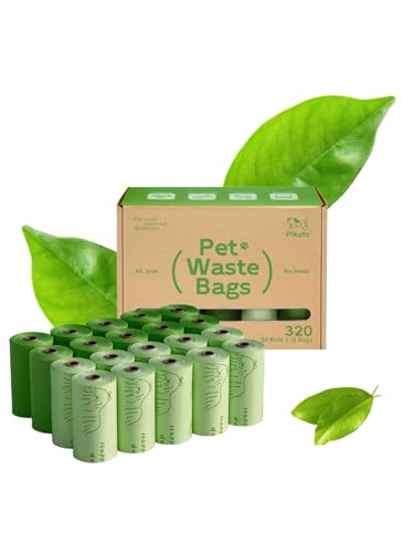Image of Dog Poop Bags, 320 Count, Unscented, Green | Fragrance-Free Formula, Extra Thick, 60% Recycled Plastic, 16 Bags Per Roll, Dual Green Designs, Easy-Peel Sticker