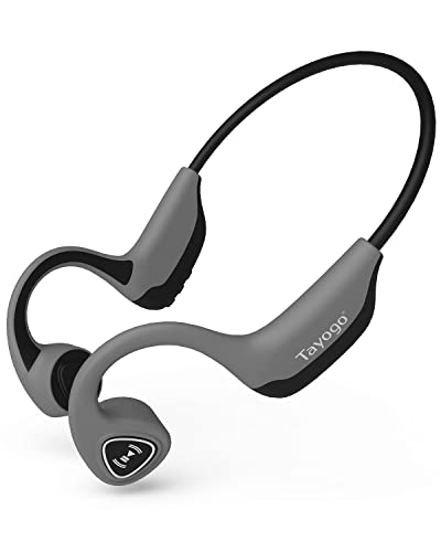 Tayogo Bone Conduction Headphones, Wireless Bluetooth Bone Conducting Earbuds, Open Ear Headset with Mic, for Running, Cycling, Yoga-Grey (Almost Like-New)