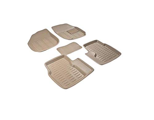 MIZZEO 3D Beige Car Floor/Foot Mats (Set of 5) for Nissan Sunny