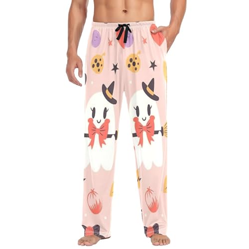 Classic Halloween Elements Men's Pajama Bottoms Plaid Pajamas Pants for Men Soft Long Lounge Woven Pj Sleep Pant with Pockets
