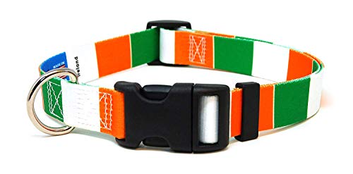 PatriaPet Dog Collar with The Ireland Flag | Great for National Holidays, Special Events, Festivals, Independence Days and Every Day Strong Safe | XSmall Small Medium Large XLarge