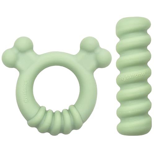 Nylabone Sensory Material Puppy Chew Toys Bundle - Puppy Teething Toys for Boredom & Stimulation - Puppy Supplies - Allergen-Free Peanut Butter and Chicken Flavor, Small/Regular (2 Count)