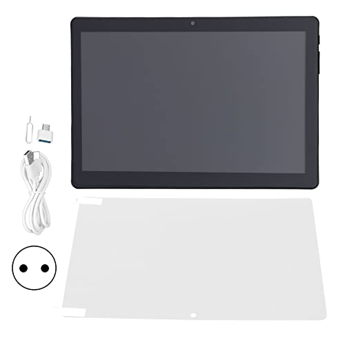 Lazmin112 Tablet-PC, 10,1 Zoll High Definition Android9.0 2GB 32GB ROM WiFi 4G Dual-SIM-Karte Tablet-PC 100-240V(Schwarz)