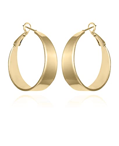 Vince Camuto Gold Tone Thick Band Hoop Earrings For Women
