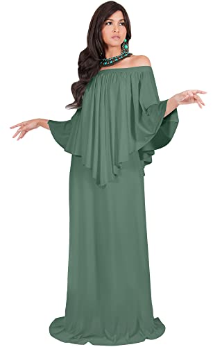 Image of KOH KOH Womens Strapless Off Shoulder Flattering Cocktail Maxi Dress Gown