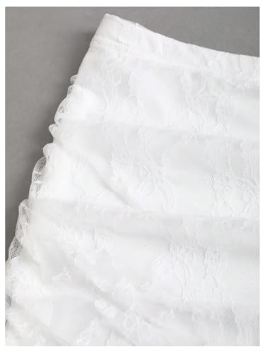 SHENHE Women's Elegant Lace Long Skirt Elastic High Waisted Ruched Bodycon Fishtail Skirt3