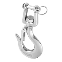 Ejoyous Lasthaken, Beleg Haken mit Riegel Edelstahl Kettenhaken Wirbellasthaken Ösenlasthaken Wirbelhaken Sicherheitshaken Drehbarer Hebehaken (650KG)