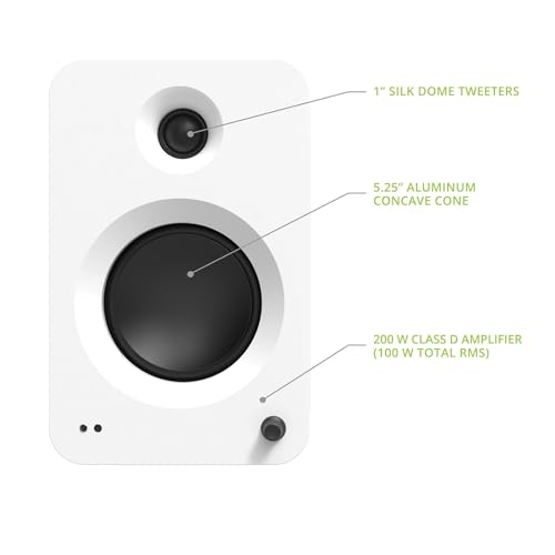 Image of Kanto REN 200W Powered Speaker System with HDMI ARC Input for TV & Home Theater | USB-C and Bluetooth 5.3 | High /Low Pass Filter | Pair | Matte White