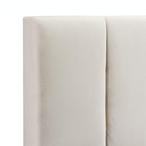 Image of upholstered beds | Bed King Size | Bed Without Storage | Wooden Platform Bed | Platform Bed King Size | Mattress not Included | Finish Color:- Ivory