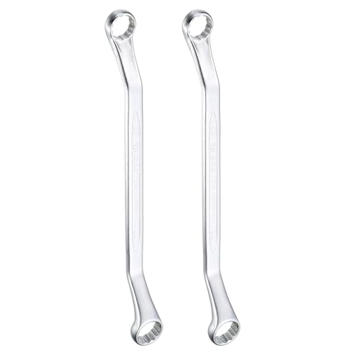 sourcing map 2pcs 45-Degree Offset Box End Wrench 20mm x 22mm 12 Point Metric CR-V Double Box End Wrench Chrome Vanadium Steel Long Offset Torx Box Wrench for Automotive Home Repair Tool