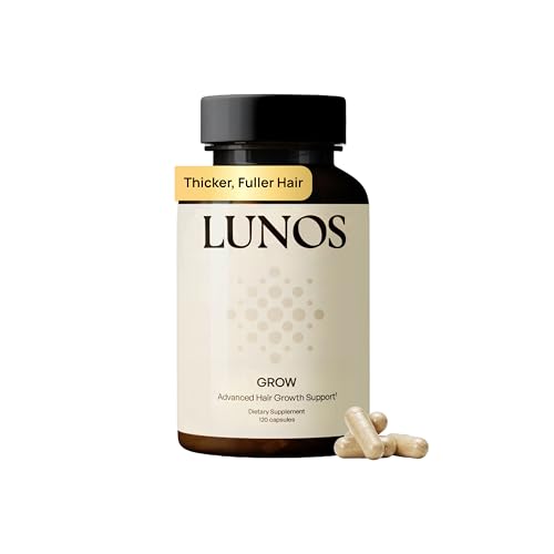 Lunos Grow Hair Growth Supplements - 17 Ingredient Vitamin with Biotin, Saw Palmetto, & Marine Collagen - Hair Growth Products for Women & Men - 1 Month Supply