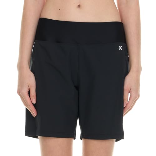 Image of Hurley 5 inch /7 inch High Waisted Swim Shorts Women, Board Shorts with Pockets & Inner Liner, Quick Dry Swim Trunk, UPF 50+