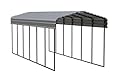 Arrow Carports Galvanized Steel Carport, Compact Car Metal Carport Kit, 10' x 29' x 9', Charcoal