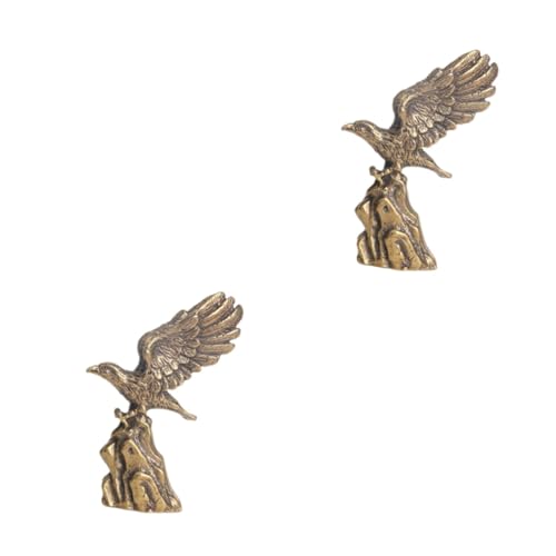 TOPBATHY 2st Aus Messing Kleine Adlerfiguren Vajrasattva Trimmen Desktop- - Morrigan Freiheitsadler Totempfahl Desktop- -Figur Ornamente -Statue Retro Bot Golden