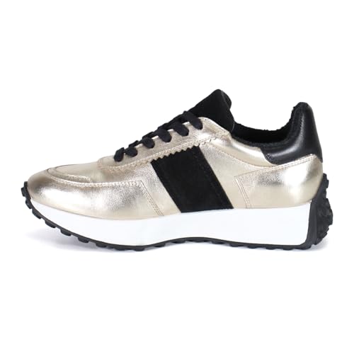 Diba True Womens Know It All Metallic Lace Up Sneakers Shoes Casual - Black, Gold3