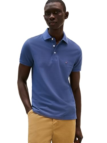 Image of Tommy Hilfiger Men's Short Sleeve Polo Shirts in Slim Fit with Stretch and Organic Pique Cotton