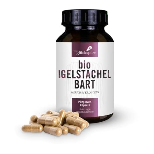 BIO Hericium erinaceus Cápsulas – Polvo de hongos de hongos entero – Melena de león, Leones Mane, Barba de erizo – 120 unidades – de cultivo orgánico en Austria, no importado en China – Full Spectrum
