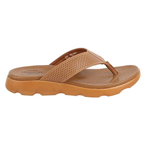 Image of Medifeet Broad Strap Cushioned Leather Slippers for Women