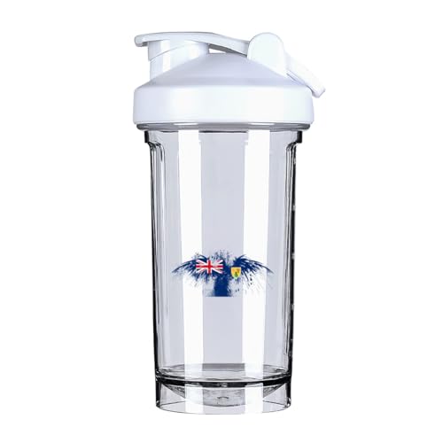 Turks and Caicos Islands Flag 18 Ounce Shaker Bottle Drink Mixer Leak-proof Pre Workout Protein Shakes Meal Replacement Shakes Bottles 500ML/18 Oz White