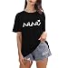 Nana T Shirt Women Grandma Shirts Funny Heart Graphic Grandmother Tees Casual Short Sleeve Tops Black