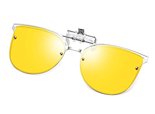 FEISEDY Clip On Polarized Sunglasses Cat Eye Flip for Eyewear Glasses B2436