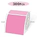 YEGAWEN Square Thermal Labels Stickers3 x3, Self-Adhesive Waterproof Square Direct Thermal Labels Stickers, Perforation Line Design- 300 Sheets/Pink Colors