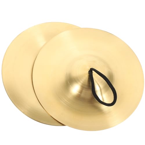 Vaguelly 1 par de platillos de mano, platillos pequeños de marcha de 6 pulgadas, platillos de dedo de cobre, zills de metal con banda de instrumento de percusión para adultos, niños, fiesta