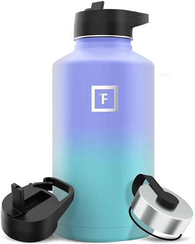 Image of IRON FLASK Camping & Hiking Hydration Flask with Straw, Wide Mouth Insulated Stainless Steel Sports Water Bottle - 64 oz Cotton Candy