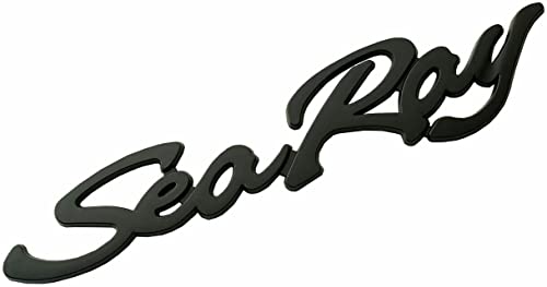 Image of 2pcs Sea Ray Searay Script Emblem 3D Badge Letters Nameplate Self-Adhesive Sticker Boat Logo 12-3 /4 inch New (Black)