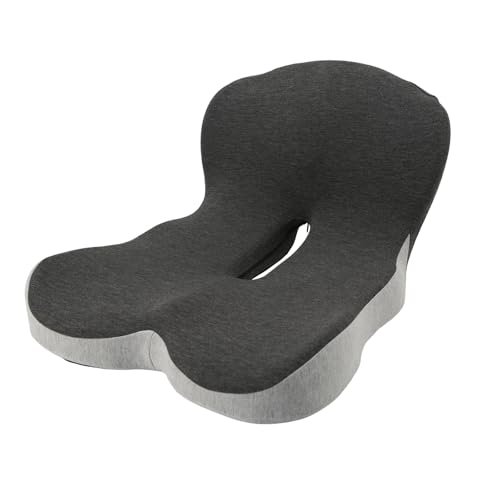 Cojín de respaldo y asiento, cojín integrado en forma de L, soporte lumbar de memoria, diseño integrado para silla de coche y oficina, diseño ergonómico de protección para coxis, para mujeres, hombres