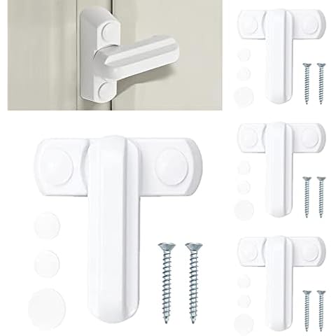 Fokelyi Window Locks, 4 PCS Window Sash Jammer with Fixing Screws Window Buckle, Window Anti-Theft Lock for Various UPVC/PVC Doors and Windows Zinc Cast Alloy White Cover