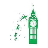 Stickers lettrage Londres en dessin animé Big Ben 34x48cm Culture du tatouage Vert
